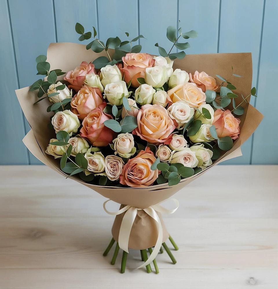 Букет цветов из: Альстромерии и Розы в Лукино