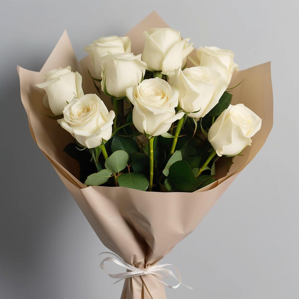 Букет 9 Белых роз Эдлесс Лав в Лукино