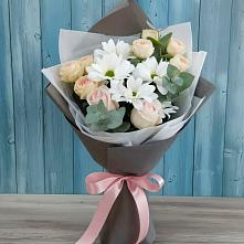 Букет цветов из:  Хризантемы и Розы #REPLACE_PRED# Лукино