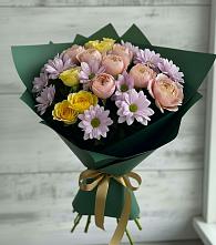 Букет цветов из:  Хризантемы и Розы в Лукино