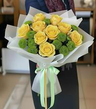 Букет цветов из:  Хризантемы и Розы #REPLACE_PRED# Лукино