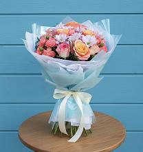 Букет цветов из:  Хризантемы и Розы в Лукино